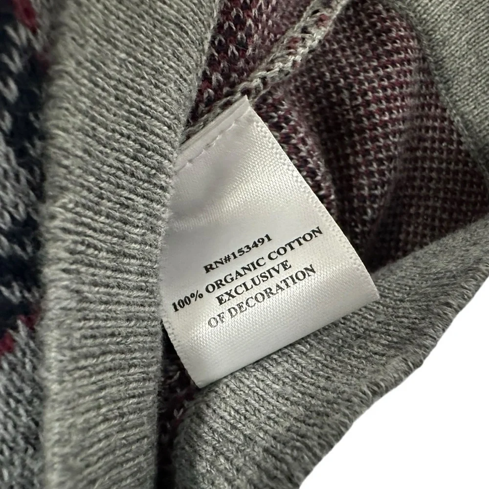 Hope & Henry Sweater Cape Plaid Windowpane Sz Sm Black Grey Organic Cotton Shawl